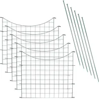 EINFEBEN Teichzaun Drahtzäune Gartenzaun 11tlg Set Zaun Teich 5 Zaunelemente und 6 Befestigungsstaeben, Welpanauslauf, Metall, Gartenzaun, Freigeh... - Grün