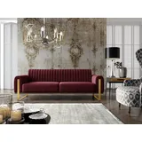 Fun Möbel Sofa Designersofa valerie 3-Sitzer in Stoff Elisa Velvet Bordeauxrot
