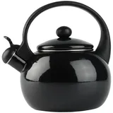 Teekessel Emaille 2,2L | Wasserkessel Induktion & Gas | Retro Kessel Schwarz