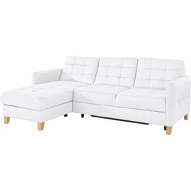 exxpo - sofa fashion "Elio, kompakt, bequem & zeitloses Design, Breite 217cm, L-Form", weiß (alpine weiß), B:217cm H:84cm T:157cm, Luxus-Kunstleder;NaturLEDER (echtes Rindsleder) in Sitz und Rücken.