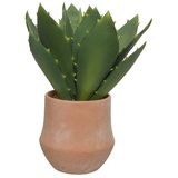 MARELIDA Agave im Terrakottatopf - Kunstpflanze - H: 32cm - B: 26cm - grün