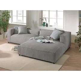 best mobilier ELA– 4-Sitzer Ecksofa rechts – cordsamt – 4-sitzer – moderner Stil Hellgrau