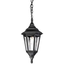 Außenleuchte Kettenlaterne Pendelleuchte Polymer H 52 cm Schwarz klassisch E27