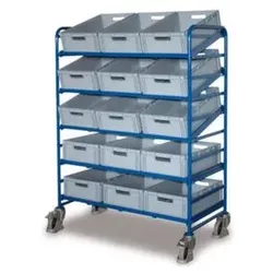 VARIOfit Etagenwagen, Tragl. 250kg, 15 Euronormbehälter, HxBxT 1695x1350x665mm
