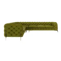 s-style möbel Chesterfield Eckcouch Samt 3-Sitzer Grün