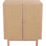 MCW Highboard MCW-M51, Kommode Schrank Sideboard, Staufächer, Kubu Rattan 98x79x42cm natur