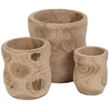 BigBuy Garden Pflanzgefäß-Set aus natürlichem Paulownia-Holz, 44 x 44 x 46 cm (3 Stück)