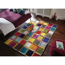 KADIMA DESIGN Stilvoller Teppich, mit geometrischem Muster & Jute-Rücken `Meon Joe` . 120x170 cm, | Kadima Design