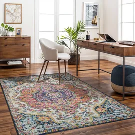 livabliss Teppich RABAT, rechteckig, Höhe: 8 mm, Orient-Optik, Vintage Design, Boho Stil, Kurzflor, Wohnzimmer bunt 120 cm x 170 cm x 8 mm