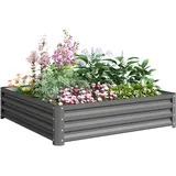Outsunny Hochbeet 120 x 120 x 30 cm Hellgrau