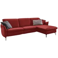Livetastic Ecksofa, Rot, Leder, Echtleder, Nappaleder, 4-Sitzer, Ottomane rechts, L-Form, 233x179 cm, Made in EU, Hocker erhältlich, Armteil links, rechts, Wohnzimmer, Sofas & Couches, Wohnlandschaften, Ecksofas