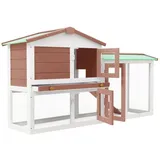 vidaXL Kaninchenstall Braun und Weiß 145x45x84 cm Holz