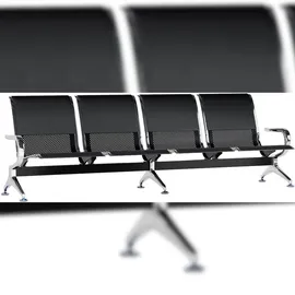 CLP Wartebank Airport Kunstleder schwarz/schwarz/4-Sitzer