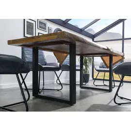 MASSIVMOEBEL24.DE MASSIVMOEBEL24 Baumtisch Mango 200x100x77 natur lackiert / U-Beine anthrazit matt FREEFORM 5 - Grau