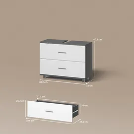 livinity Waschbeckenunterschrank Eisak 80 x 60,8 cm Anthrazit/Weiß
