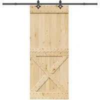 vidaXL Schiebetür mit Beschlag 95x210 cm Massivholz Kiefer