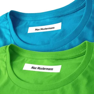 Wäscheetiketten (100) mit Namen zum Einbügeln für Kleidung Bügeletiketten Wäscheschilder Stoffetiketten Namensschilder mit Motiv ohne Motiv (ohne Motiv)