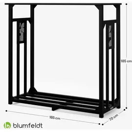 Blumfeldt Kaminholzregal Valdivian Metall 185 x 70 x 185 cm inkl. Regenschutzabdeckung Schwarz