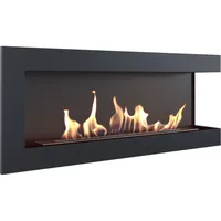 Bio Ethanol Kamin DELTA schwarz 1200 rechts offen für Wand Einbau 120 cm breit