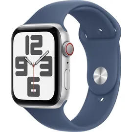 Apple Watch SE 2024 GPS + Cellular 44 mm Aluminiumgehäuse Silber, Sportarmband Denim M/L