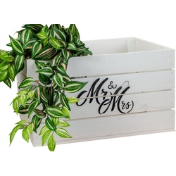 Kistenkolli Altes Land Allzweckkiste Holzkiste Johanna weiss „Mr & Mrs“ Hochzeitskiste Hochzeitsgeschenk braun