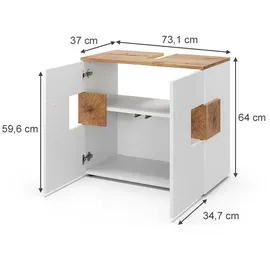 Vicco Waschbeckenunterschrank Eden Weiß Artisan modern 73x64 cm