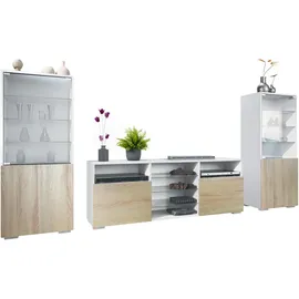 Vladon Wohnwand, Eiche San Remo, Holzwerkstoff, 286x122.5x35 cm, Wohnzimmer, Wohnwände, Wohnwand-Sets