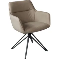 SAM Outillage Esszimmer Drehstuhl, Kunstlederbezug Taupe Metallgestell PITT