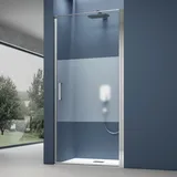 SoGood doporro Duschtür Nischentür dusche Duschabtrennung Duschkabine 80x195cm ESG-Sicherheitsglas aus Milchglas-Streifen mit Hebe- und Senkmechanismus inkl. Nano-beschichtung