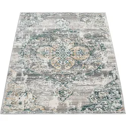 Teppich PACO HOME "Herbete 733", grün, B:60cm H:8mm L:100cm, Polypropylen, Polyester, Teppiche, Kurzflor, Orient-Optik, Vintage Design