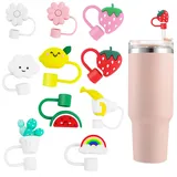 Prebarfun 10 Stück Stanley Cup Strohhalm Abdeckung 10mm Staubdicht & Versiegelt – Wiederverwendbare Silikon Strohhalm Abdeckung, Auslaufschutz, Recycelbar – Stanley Cup Zubehör Cute