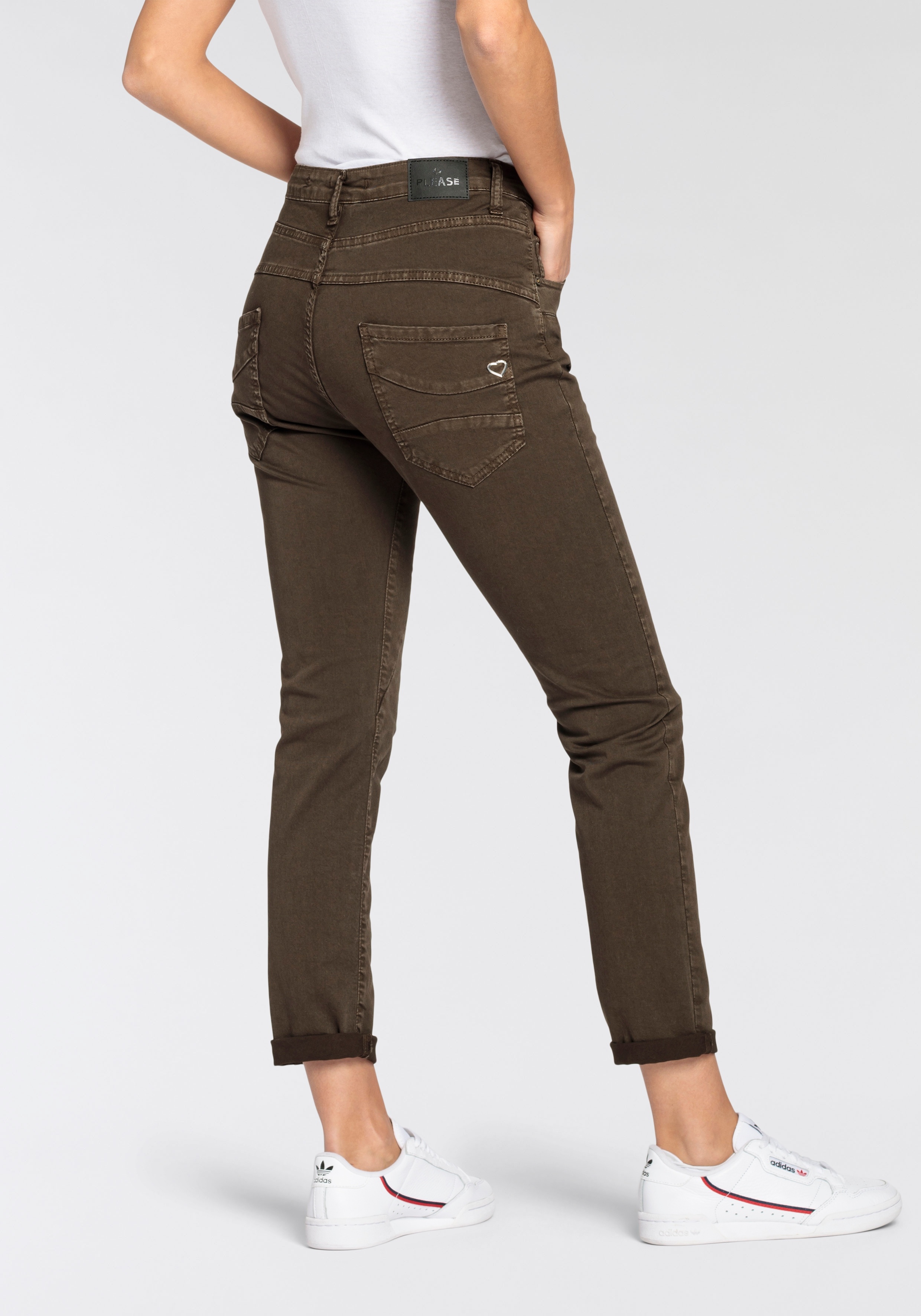 Röhrenhose PLEASE JEANS Gr. M (38), N-Gr, braun (dark dancing brown) Damen Hosen Röhrenhosen