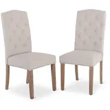 Raburg Esszimmerstuhl Polsterstuhl mit Chesterfield-Design und Steppung, Anastasia (2er-Set), mit massiven Holzbeinen, Landhausstil, Belastbarkeit 110 kg beige