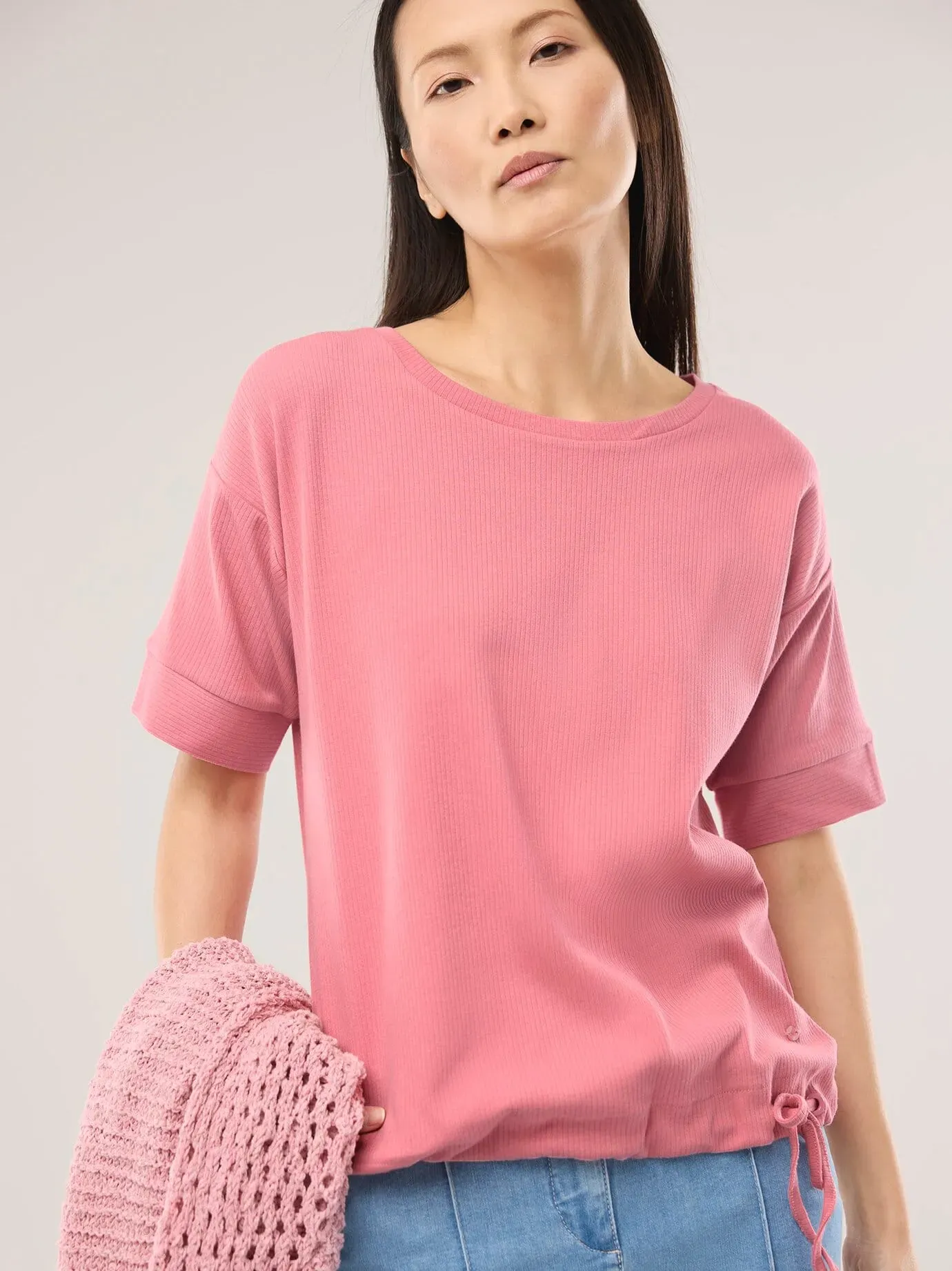 Walbusch Damen Blousonshirt in Rippenstruktur Rosa noch offen: Muster