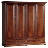 Casa Padrino Luxus Schlafzimmerschrank Braun 212,6 x 60,5 x H. 207,9 cm - Massivholz Kleiderschrank mit 4 Türen und 4 Schubladen - Luxus Massivholz Schlafzimmer Möbel