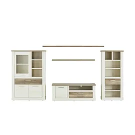 Möbel Kraft Wohnwand Viareggio ¦ weiß ¦ Maße (cm): B: 346,4 H: 182 T: 52.0
