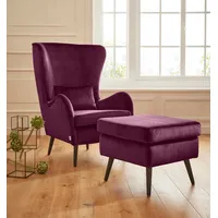 Home Affaire Ohrensessel Sallito Polyester 76 x 109 x 85 cm Lila mit Hocker