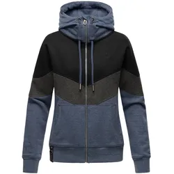 NAVAHOO Damen Kapuzensweatjacke Sportliche Damen Sweatjacke im Coloblocking-Stil Honigperle