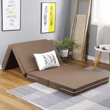 BohrenCL Klappmatratze 90x200, Gästematratze, Reisebett Matratze, Faltmatratze, Reisematratze Erwachsene, Klappbare Matratze aus hochwertigem Leinen, Braun