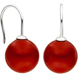 Perlenohrringe JOBO "Ohrringe mit Muschelkern-Perlen", rot, Ohrringe, Damen, Silber 925 (Sterlingsilber)-Perlen, Silber 925 (Sterlingsilber), Perlen, 925 Silber