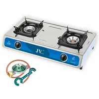 Edelstahl Gaskocher Campingkocher 2-flammig  mit Zündsicherung, 30 - 50 mbar ink...