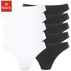 String PETITE FLEUR, Damen, Gr. 36/38, schwarz-weiß (weiß, schwarz), Single Jersey, Obermaterial: 95% Baumwolle, 5% Elasthan, unifarben, körpernah, Unterhosen, aus elastischer Baumwolle