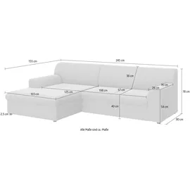 DOMO collection »Topper, elegant und zeitlos, kompaktes Stellmaß 245/155cm, L-Form« mit Recamiere, wahlweise mit Schlaffunktion
