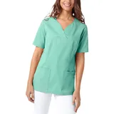 CLINIC DRESS Schlupfkasack Damen Kasack für die Pflege 1/2 Arm Regular Fit Länge ca. 70 cm 50% Baumwolle 95 Grad Wäsche Aqua Green M - M