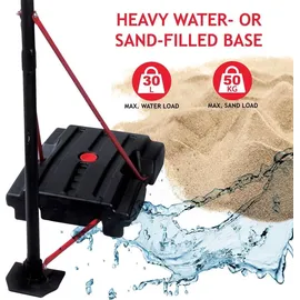 Dunlop Basketballkorb Set – Basketball Korb Höhenverstellbar: 165 - 205 cm – Basketballkörbe mit Basketballständer, Ball und Pumpe – Basketballkorb Outdoor mit Füllbarer Fussstand - Schwarz