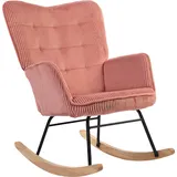 HOMCOM Schaukelstuhl, Schaukelsessel mit Kordoptik, Armlehne, Sessel mit Holzkufen, Relaxsessel für Wohnzimmer, Schlafzimmer, Rosa   Aosom