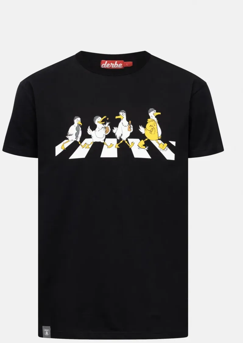 Derbe T-Shirt Abbeymöwen Herren Schwarz GOTS Organic