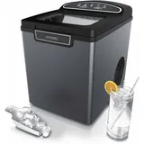 Arendo Eiswürfelmaschine elektrisch 105 W, Eiswürfelbereiter, 1,8 Liter Wassertank, Ice Cube Maker, 9 Eiswürfel pro Durchgang, 12 - 15 kg / 24 h, Grau