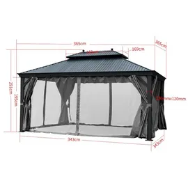 Jet-Line Pavillon Bagdad 3,65 x 3,65 m inkl. Vorhang Anthrazit