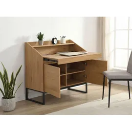 FineBuy Sekretär MDF 100cm Eiche Dekor Kompakt Schreibtisch mit Stauraum Home Office